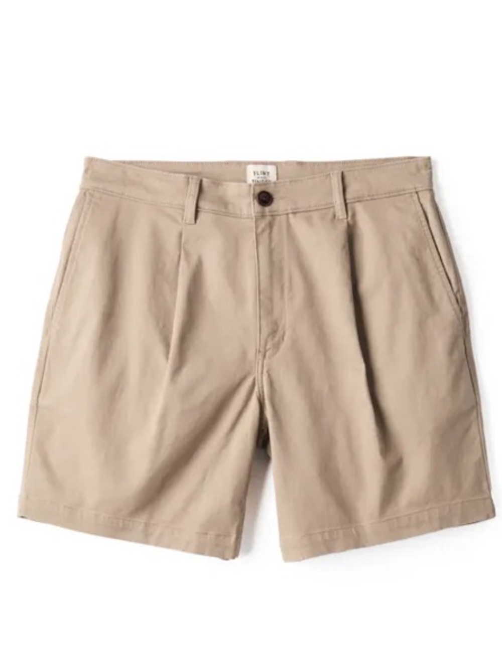 FLINT & TINDER - Men's 365 Chino Khaki Pleated Shorts - Size 32 (7” inseam)